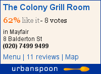 The Colony Grill Room on Urbanspoon