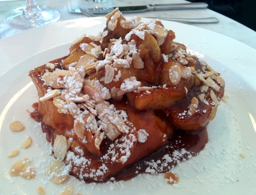 Caramelised banana and mixed nuts French toast