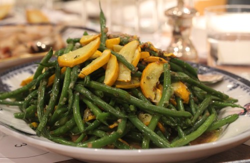 Fine beans and yellow courgettes