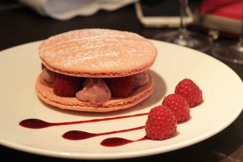 Raspberry giant macaron