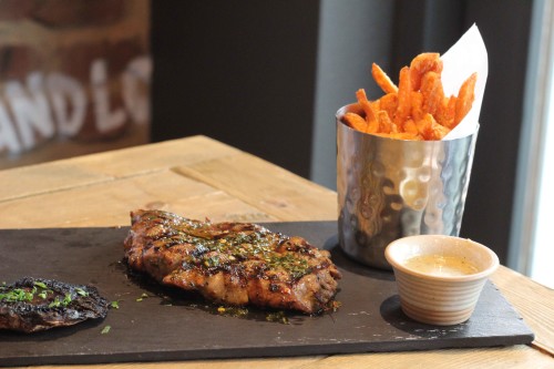 Chorizo 8oz sirloin, fries and mushroom