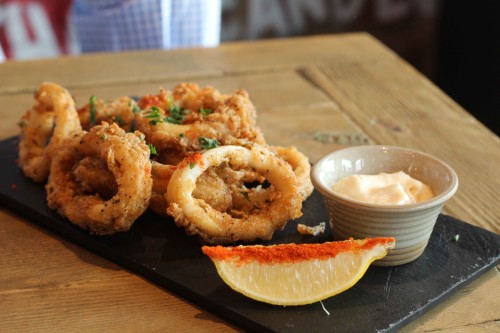 Peruvian inspired calamari with smoked paprika and garlic mayo