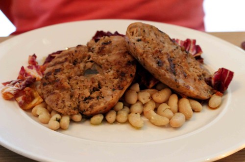 Tuscan-style Sausages with Cannellini Beans, Radicchio and Hazelnut Dressing