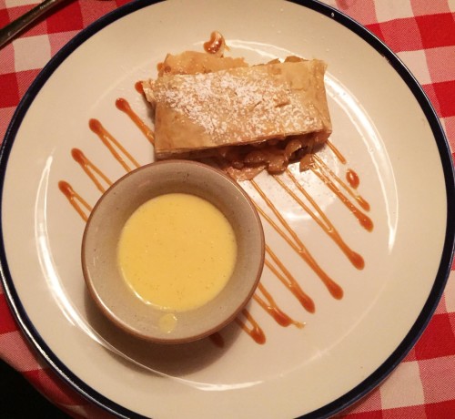 Apple strudel with vanilla & orange custard