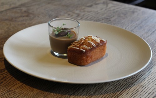 Cardamon & coffee pana cota, almond & lemon drizzle cake