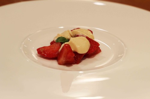 English strawberries, frozen lemon curd