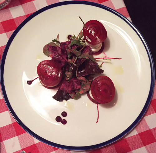 Goat’s cheese mousse, salted baked beets
