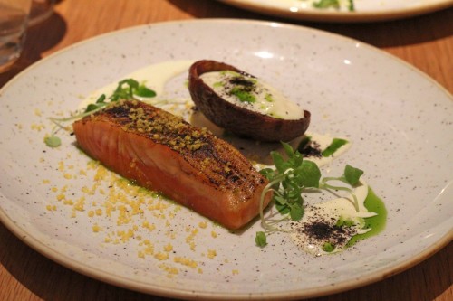 House Smoked Salmon, baked potato, leek, egg