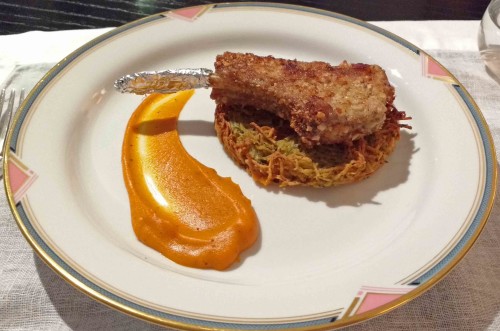 Lamb chop, nuts, rosti & butternut squash