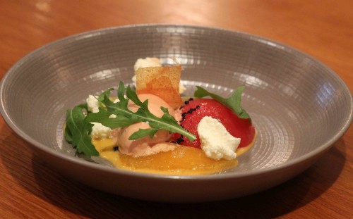 Isle of Weight tomatoes, Jersey milk curd & black olive