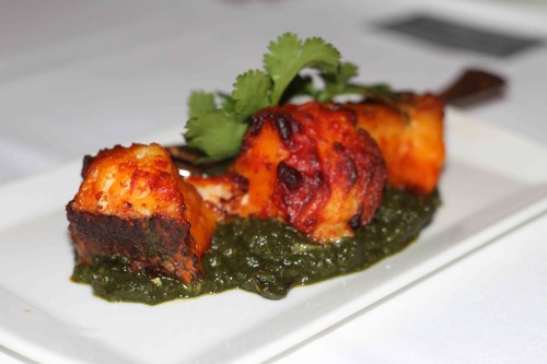 Masala seabass with spinach & mushroom