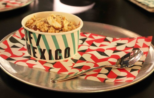 Dulce de leche with candied peanut soft serve ice cream