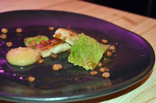 Berkshire pheasant breast, savoy cabbage, quince, barley popcorn