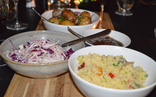 Sweet corn salsa, cabbage slaw & Poblano potato salad