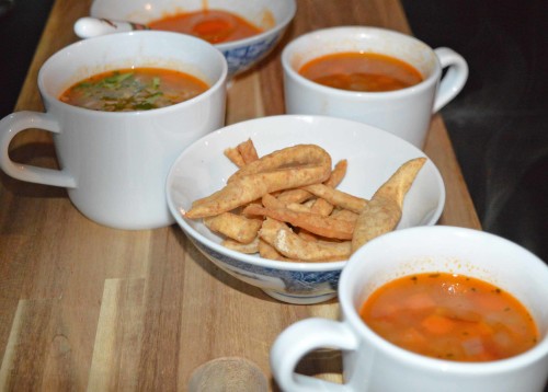 Tortilla Tex Mex soup with crispy bites